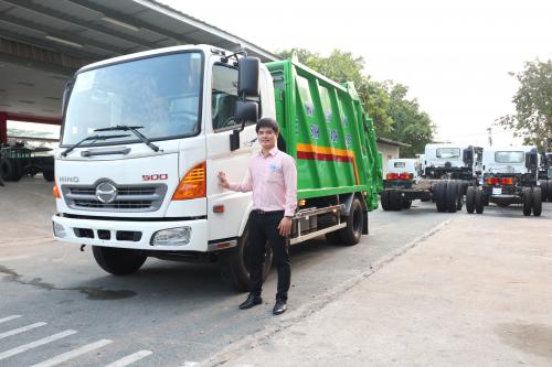 Hino Cuốn Ép Rác 9 Khối| Ép Rác Hino 4.5 Tấn 9 Khối